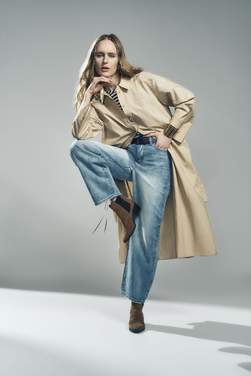 Платье рубашка из хлопка с завязками L бежевый 2759₽