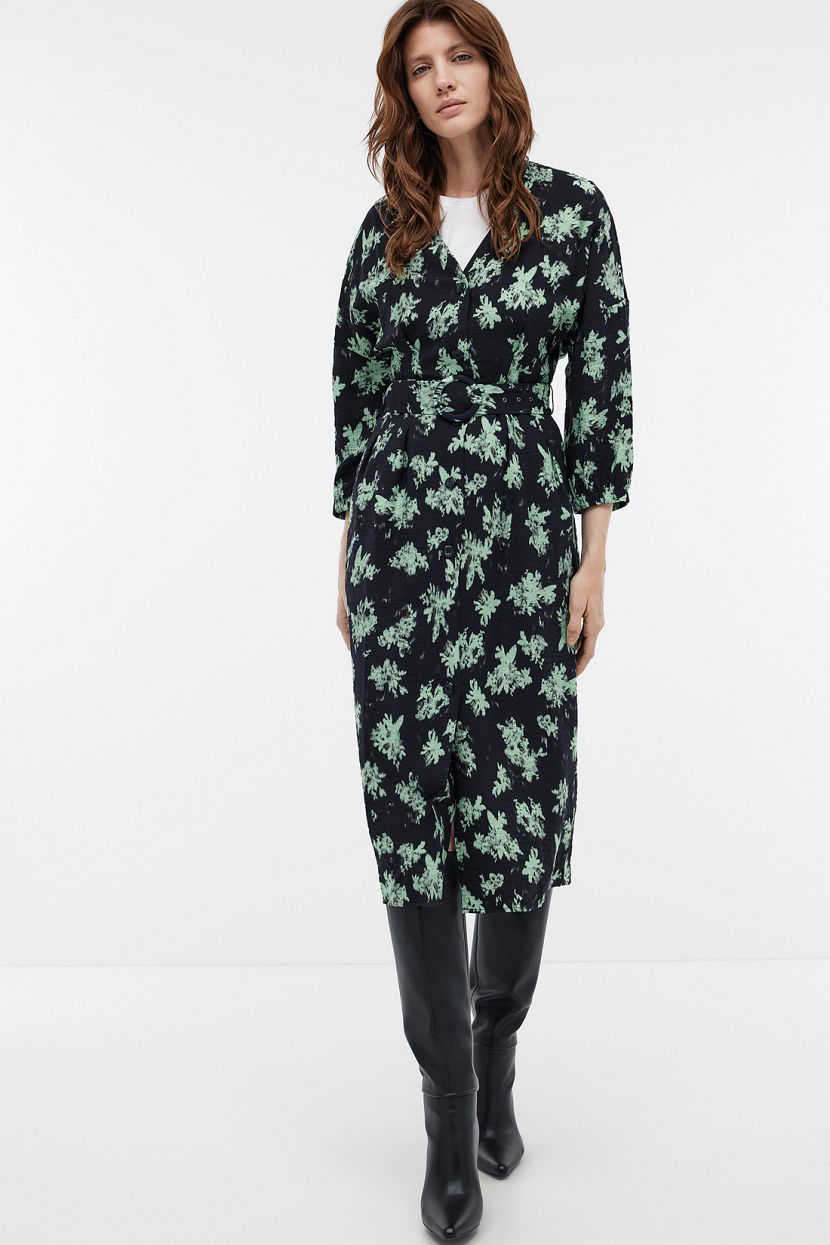Платье из вискозы с принтом L BLACK-GREEN RUST PRINTED 4479₽