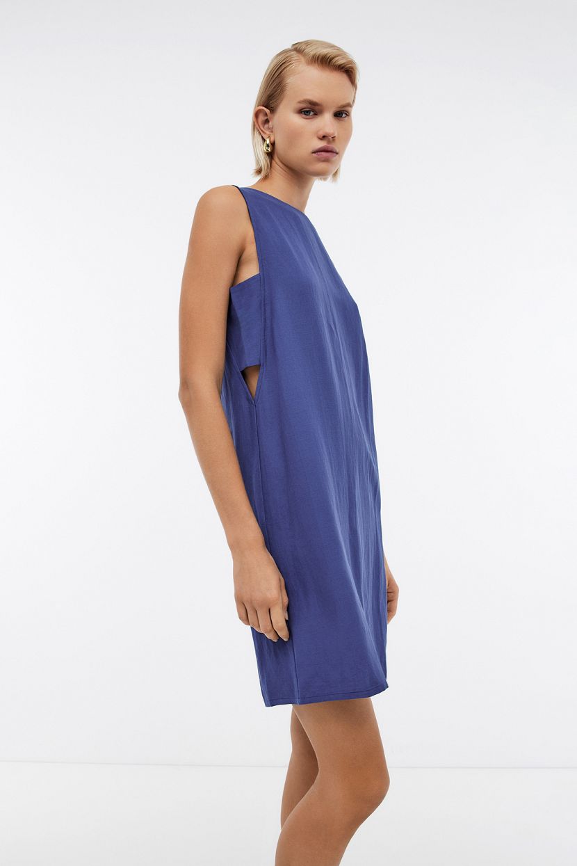 Льняное платье с вырезами, XS, синий цена и фото