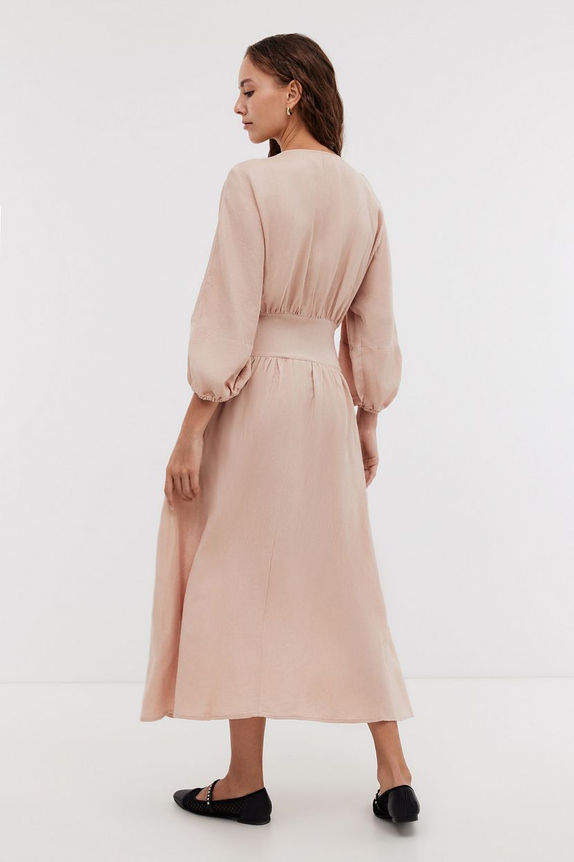 Платье миди из вискозы и льна (арт. BAON B4524076), размер L, цвет розовый Платье миди из вискозы и льна (арт. BAON B4524076) - фото 2