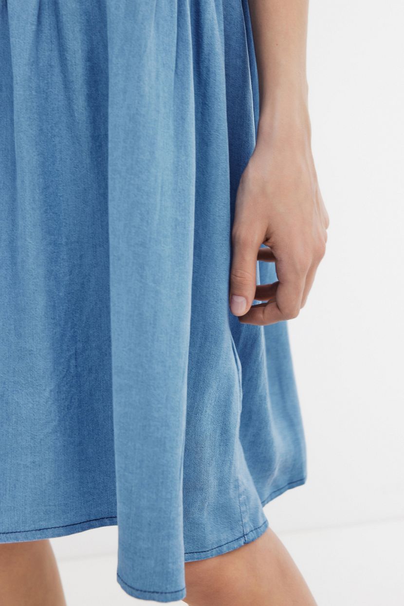 Платье рубашка из денима (арт. BAON B4524084), размер XL, цвет голубой Платье рубашка из денима (арт. BAON B4524084) - фото 5