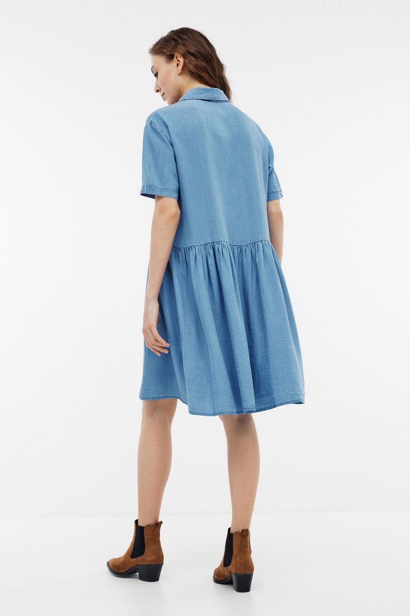 Платье рубашка из денима (арт. BAON B4524084), размер XL, цвет голубой Платье рубашка из денима (арт. BAON B4524084) - фото 2