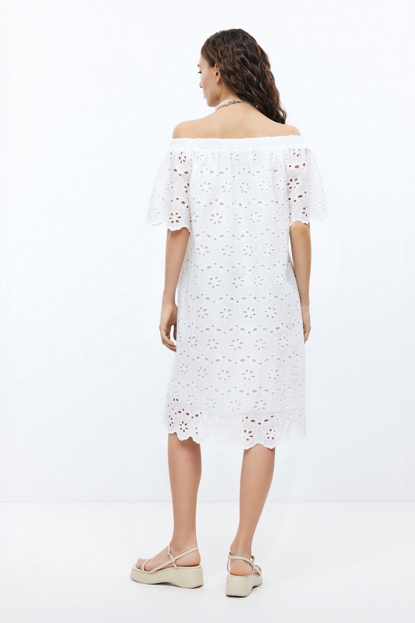 Платье оверсайз из шитья  (арт. BAON B4524094), размер M, цвет белый Платье оверсайз из шитья  (арт. BAON B4524094) - фото 2