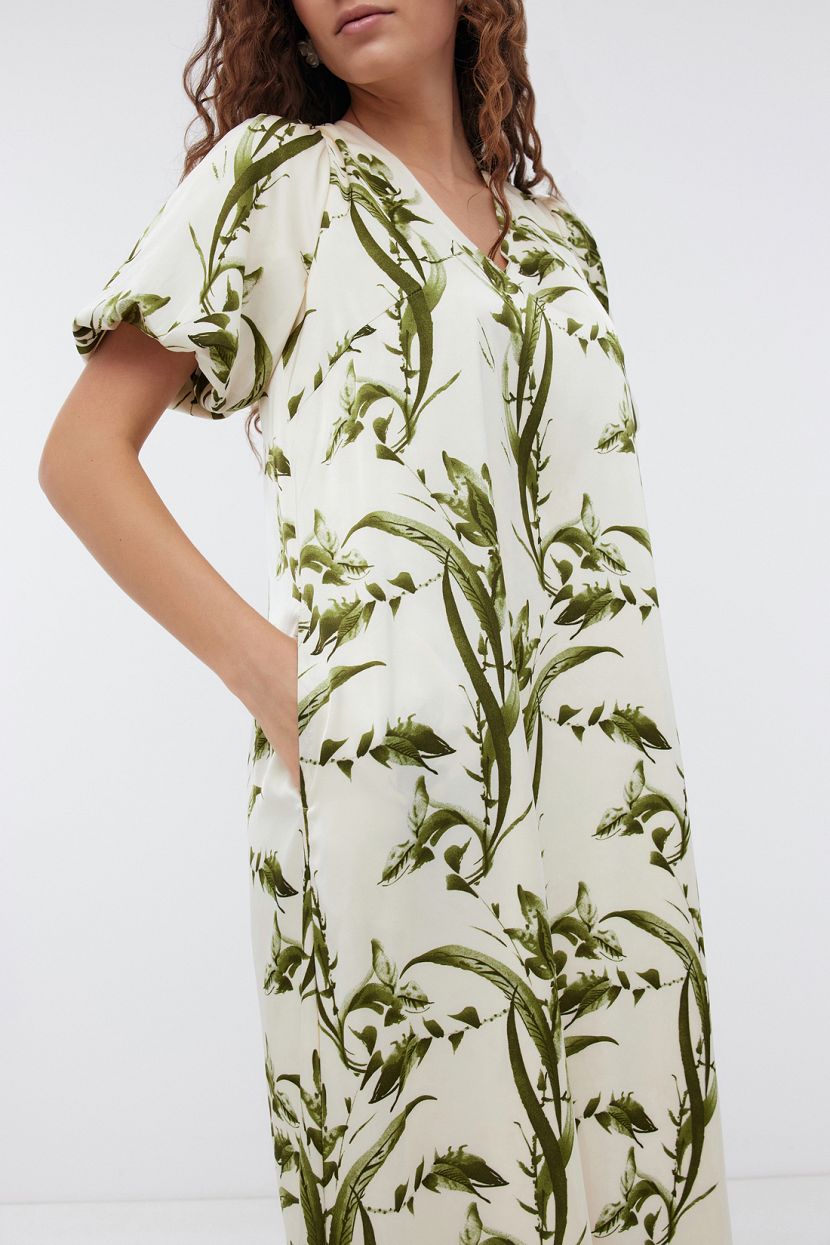 Платье миди из сатина с принтом (арт. BAON B4524099), размер S, цвет cannoli-olive tree printed Платье миди из сатина с принтом (арт. BAON B4524099) - фото 5
