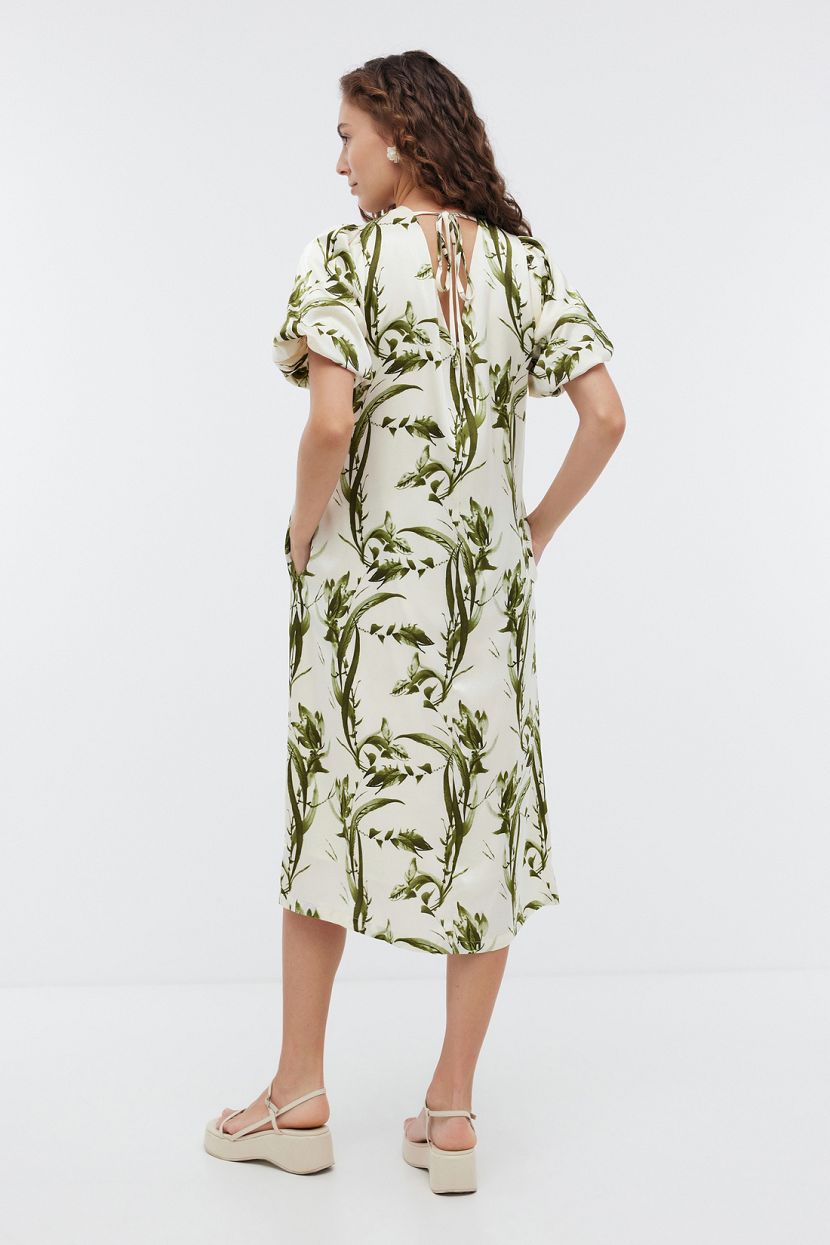 Платье миди из сатина с принтом (арт. BAON B4524099), размер S, цвет cannoli-olive tree printed Платье миди из сатина с принтом (арт. BAON B4524099) - фото 2