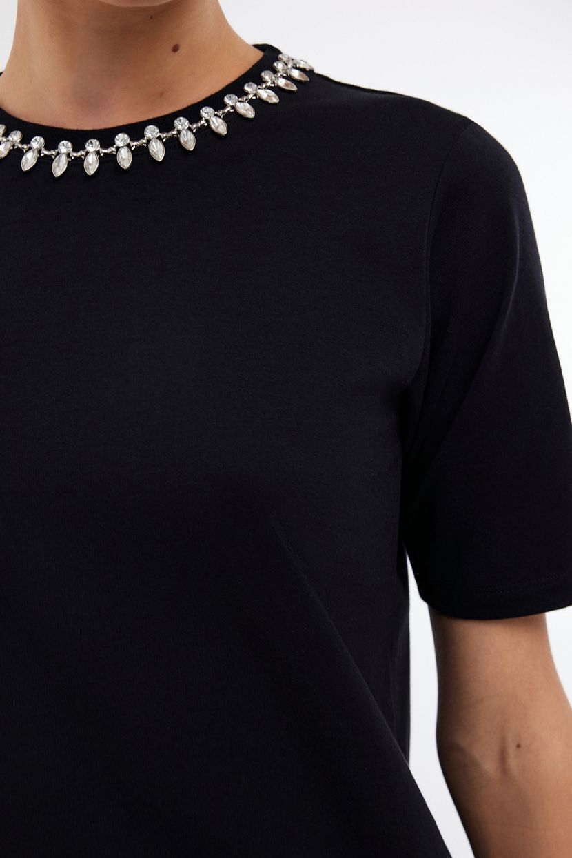 Трикотажное платье миди (арт. BAON B4524121), размер L, цвет черный Трикотажное платье миди (арт. BAON B4524121) - фото 4