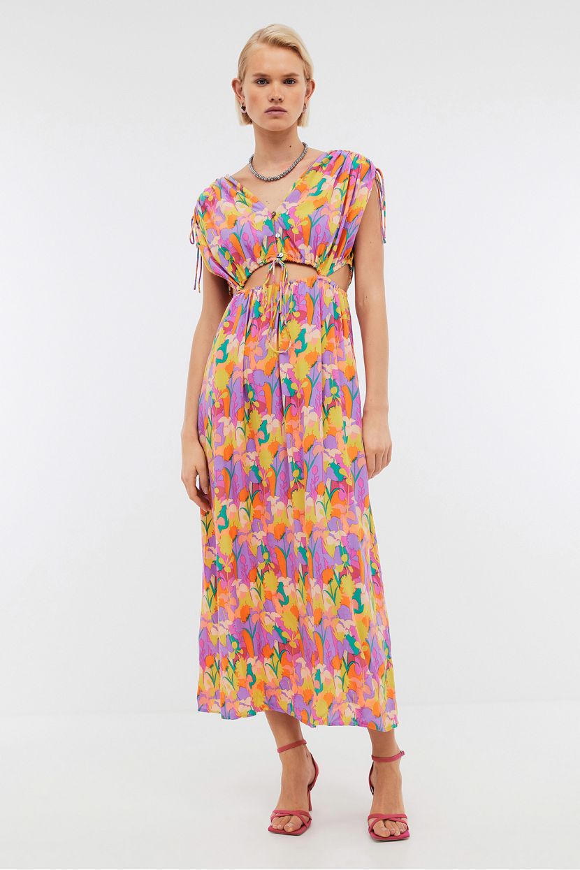 Платье макси из вискозы с цветочным принтом  (арт. BAON B4524125), размер S Платье макси из вискозы с цветочным принтом  (арт. BAON B4524125) - фото 1
