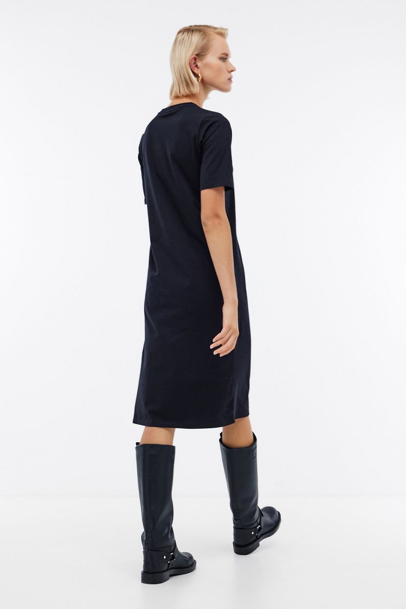Платье футболка из хлопка  (арт. BAON B4524203), размер L, цвет черный Платье футболка из хлопка  (арт. BAON B4524203) - фото 6