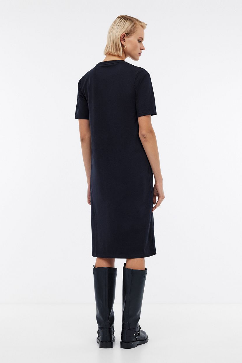 Платье футболка из хлопка  (арт. BAON B4524203), размер L, цвет черный Платье футболка из хлопка  (арт. BAON B4524203) - фото 2