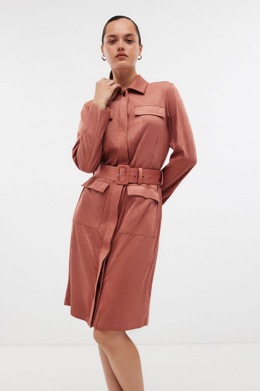 Платье-рубашка длины миди (арт. BAON B4524505)