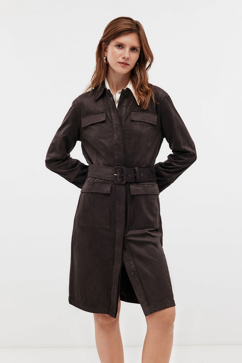 Платье-рубашка длины миди L коричневый 5499₽