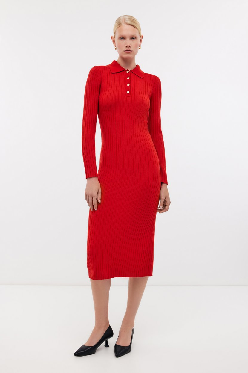 Платье с отложным воротником L красный 4799₽