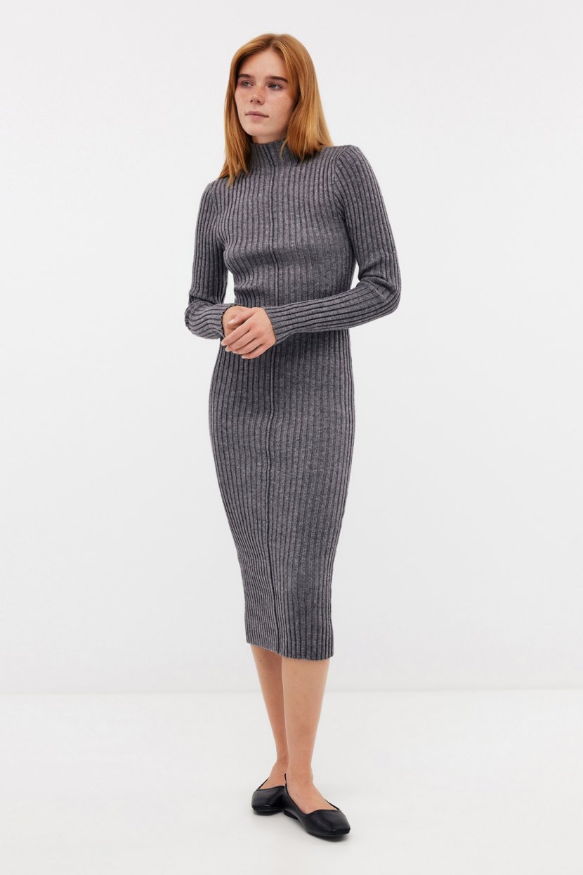 Платье-чулок из смесовой пряжи L серый 4499₽