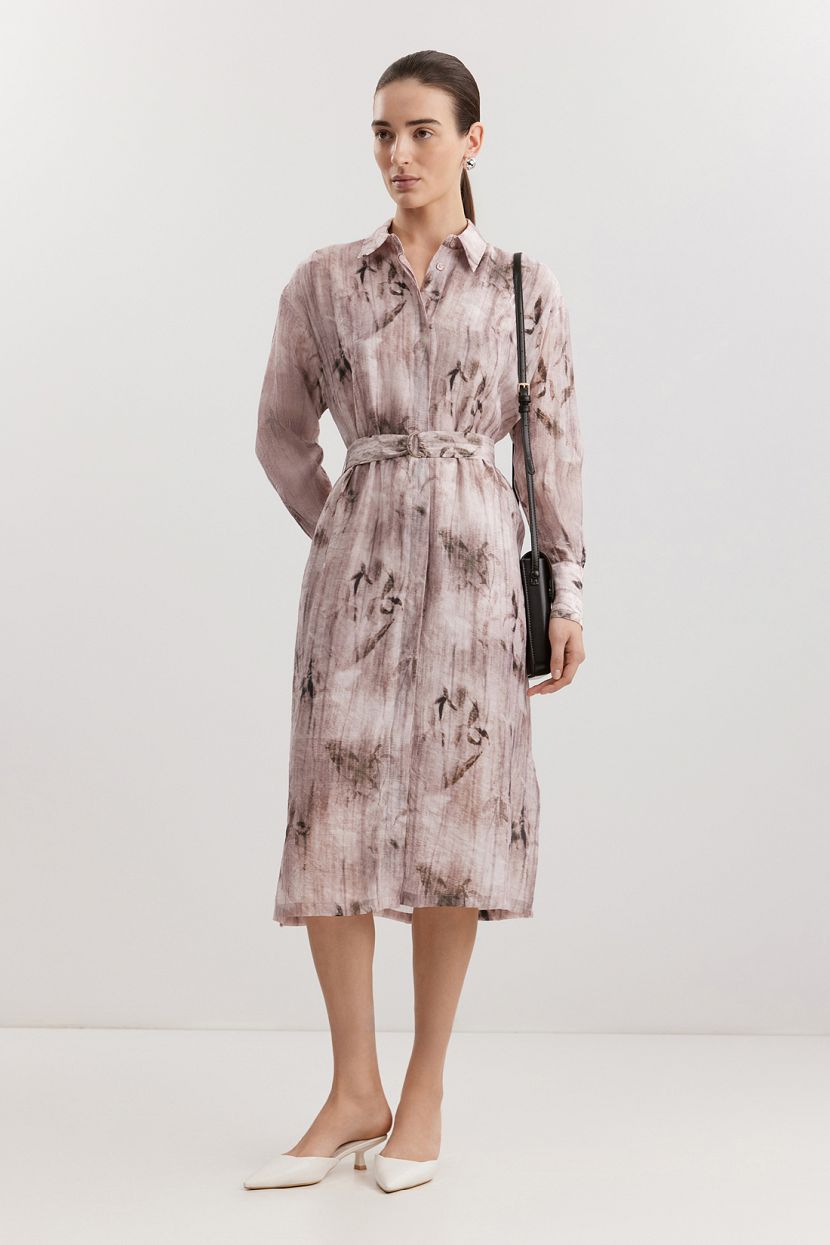 Платье рубашечного силуэта из вискозы