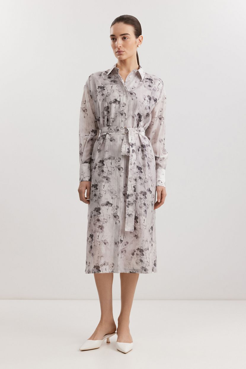 Платье рубашечного силуэта из вискозы L серый 4999₽