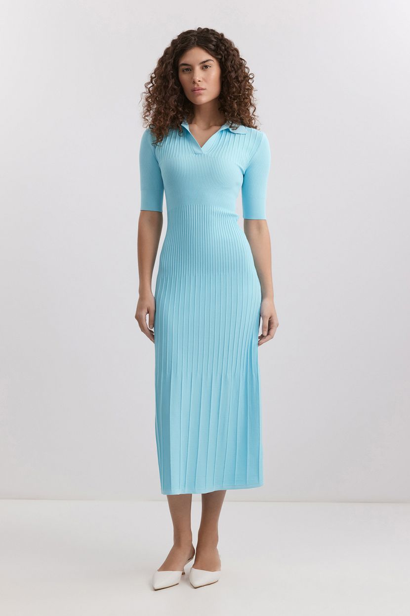 Платье из смесовой вискозы L голубой 5999₽