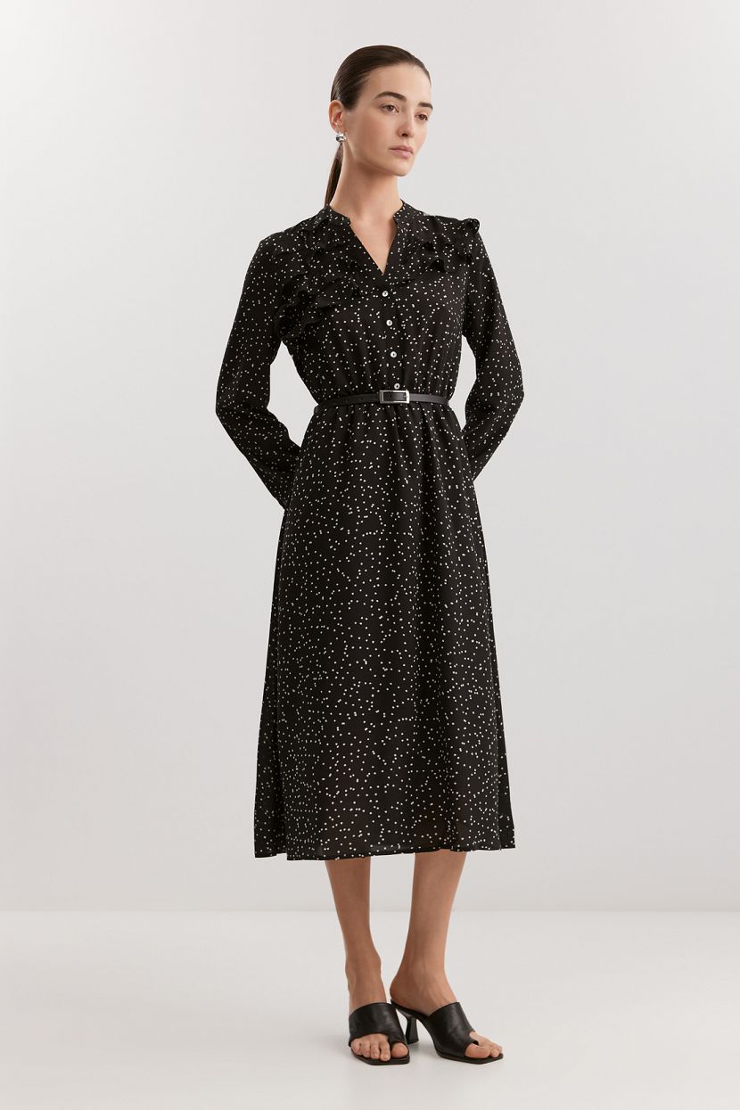 Платье с принтом в горошек L черный 5999₽