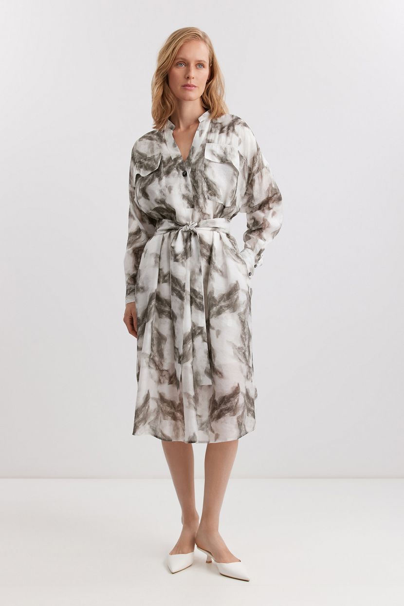 Платье из смесовой полупрозрачной вискозы 4399₽