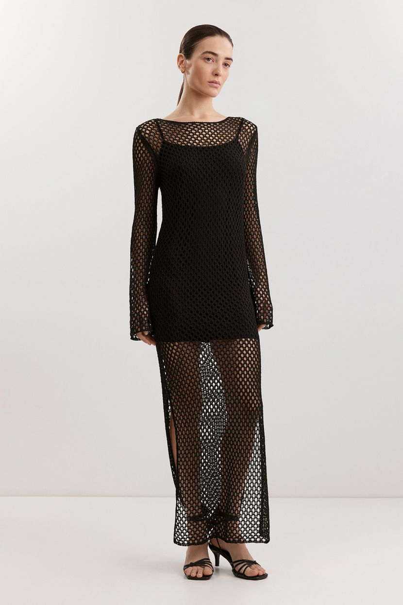 Платье из смесовой пряжи со льном