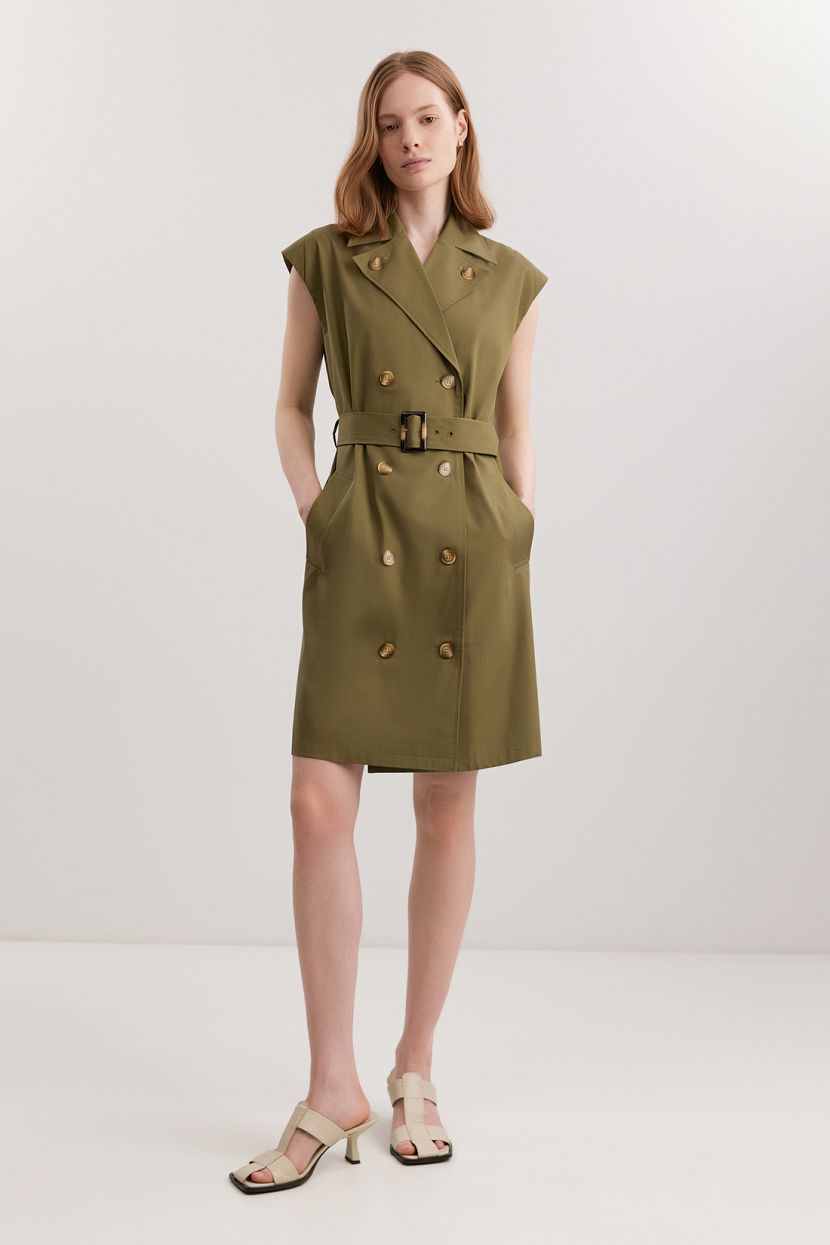 Платье-тренч из смесового хлопка с модалом L зеленый 4932₽