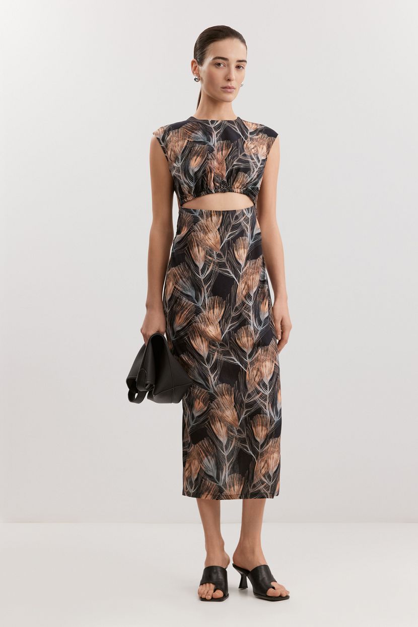 Платье из вискозы и льна L черный 5898₽