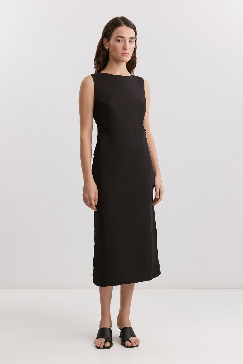 Платье из вискозы и льна L черный 8399₽