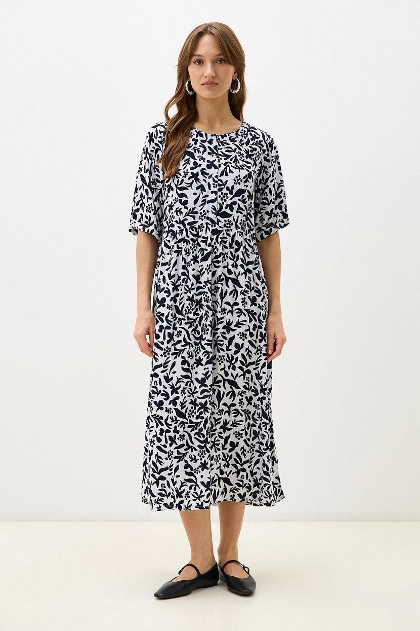 Платье из 100 вискозы с цветочным принтом L синий 4419₽