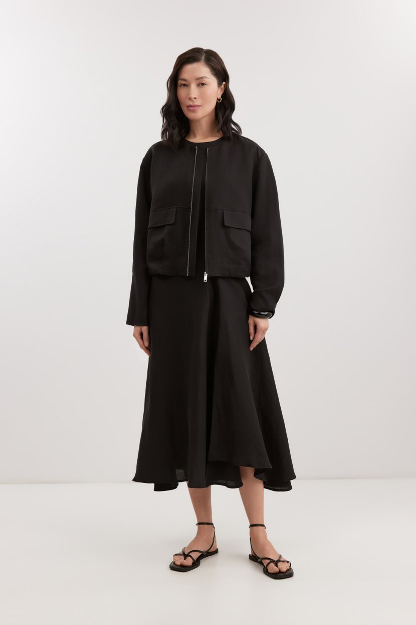 Платье-миди с асимметричной драпировкой