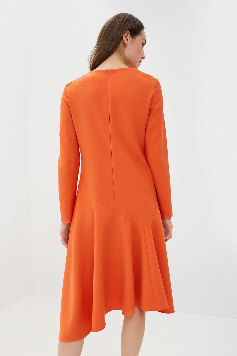Платье с асимметричной оборкой (арт. baon B459513), размер M, цвет оранжевый Платье с асимметричной оборкой (арт. baon B459513) - фото 2