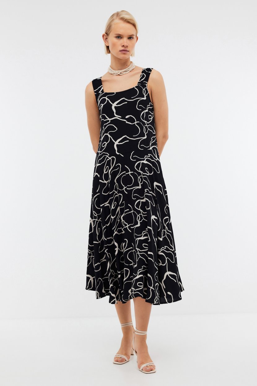 Сарафан из принтованной вискозы А-силуэта L черный 4239₽