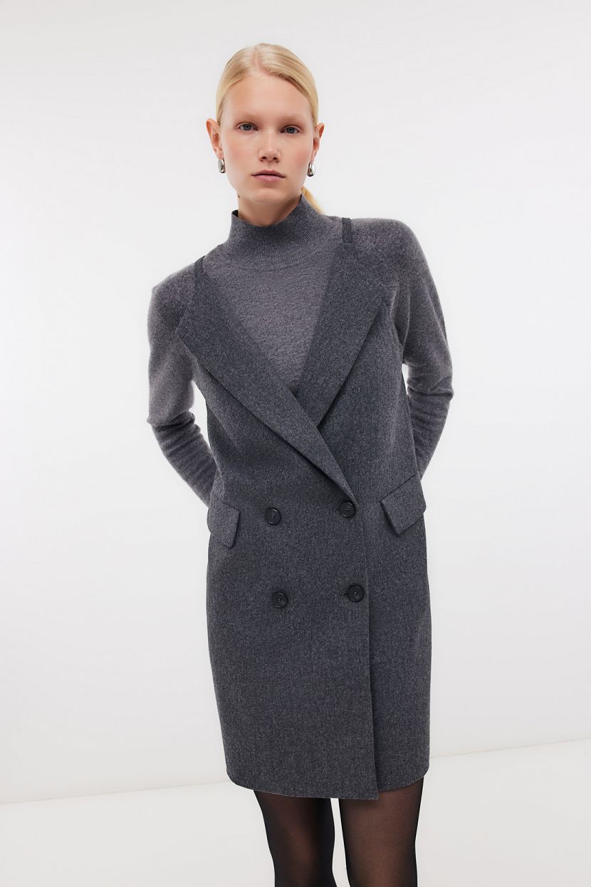 Платье-сарафан с широкими лацканами L серый 5999₽