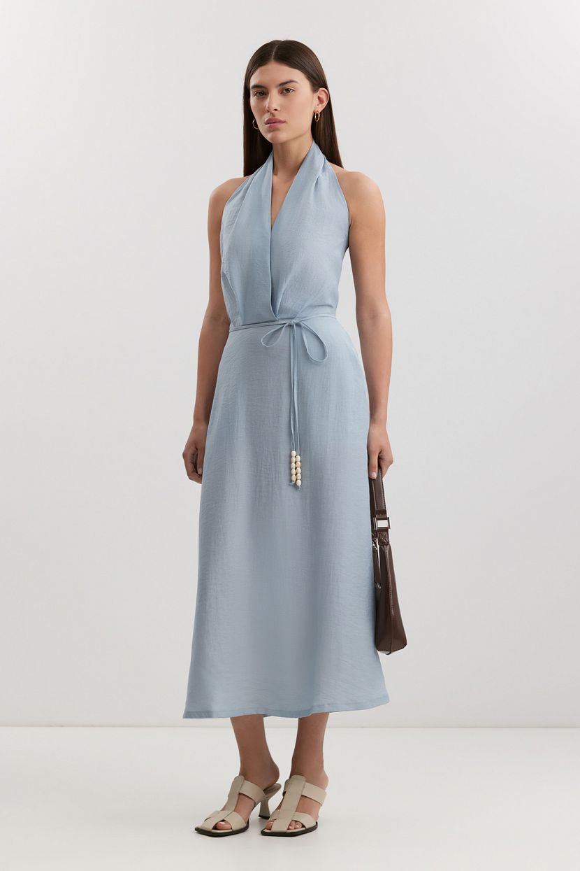 Сарафан из вискозы и льна L голубой 5199₽