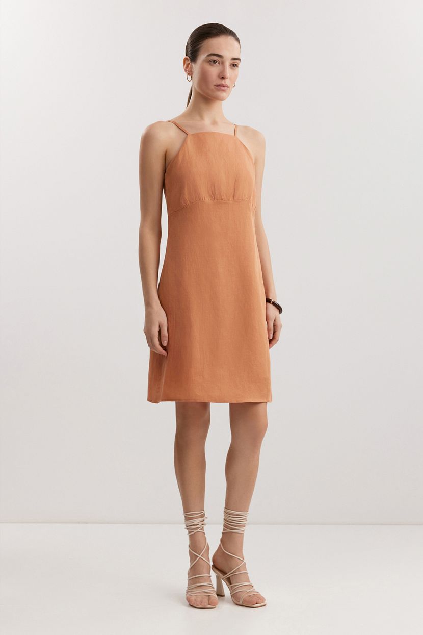 Сарафан из вискозы и льна L оранжевый 4599₽