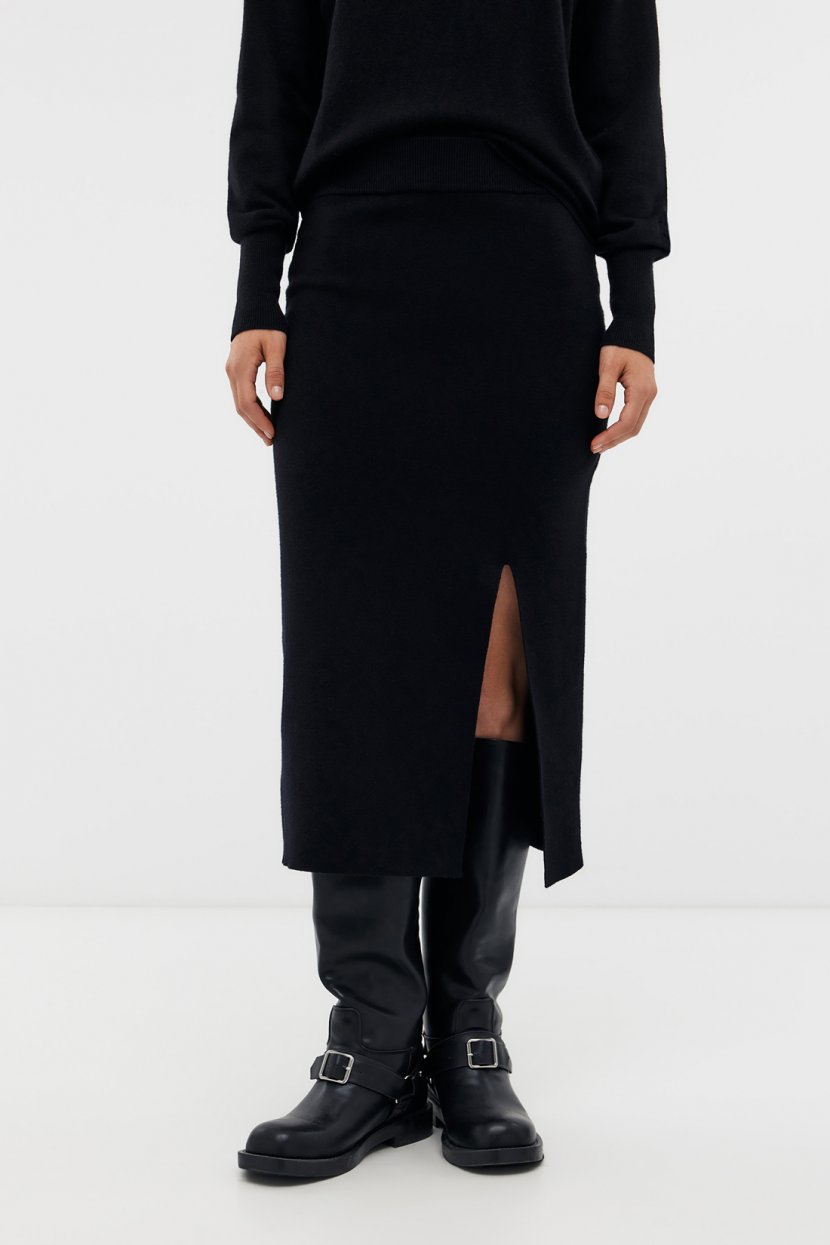 Юбка-миди с эластичным поясом M черный 3249₽