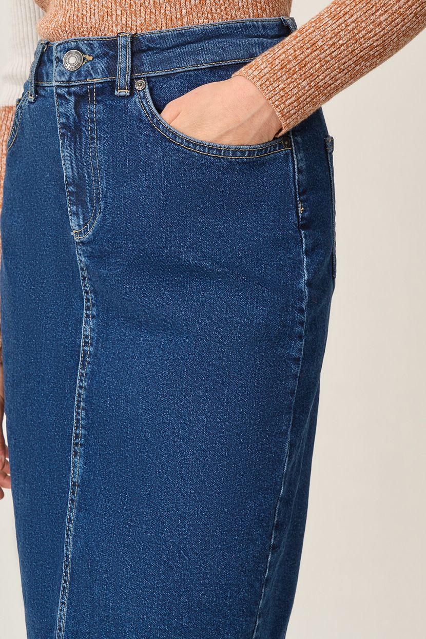 Джинсовая юбка-карандаш (арт. baon B4723515), размер XS, цвет синий Джинсовая юбка-карандаш (арт. baon B4723515) - фото 4