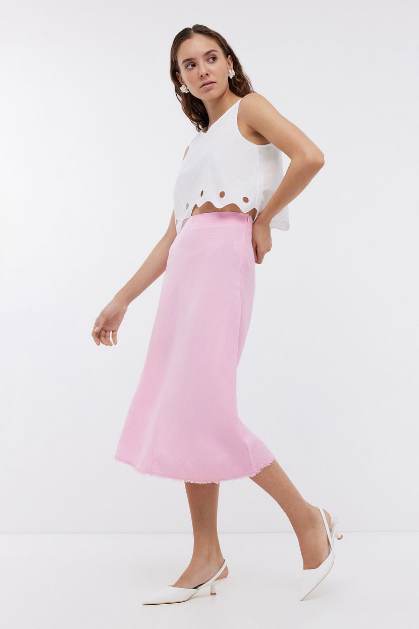 

Юбка BAON, Розовый, Однотонная юбка миди из вискозы и льна (арт. BAON B4724014)