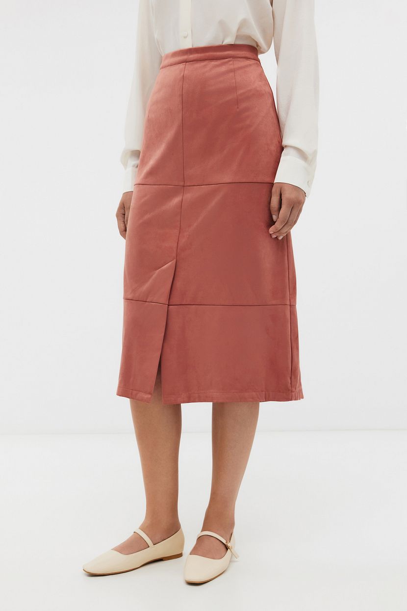 Юбка миди из эко замши L оранжевый 3119₽