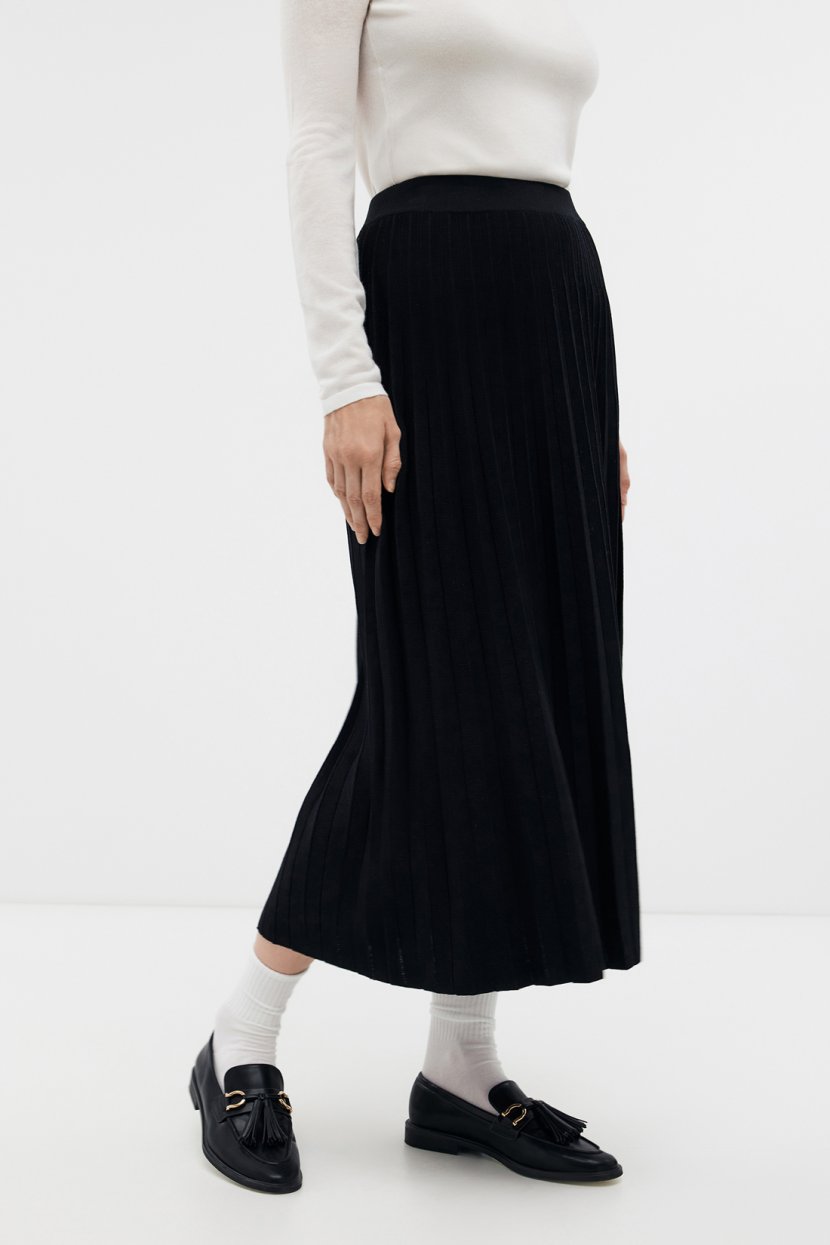 Юбка миди из смесовой пряжи M черный 5199₽