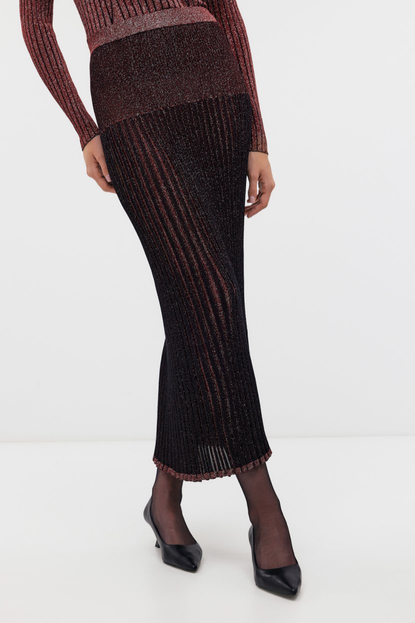 Юбка макси из вискозной пряжи L красный 7030₽