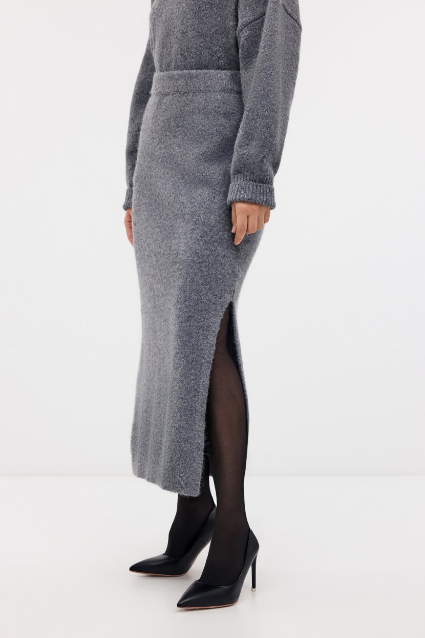 Шерстяная юбка миди L серый 6280₽