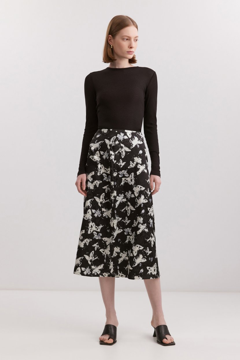 Юбка из жаккардовой ткани с принтом L черный 2879₽