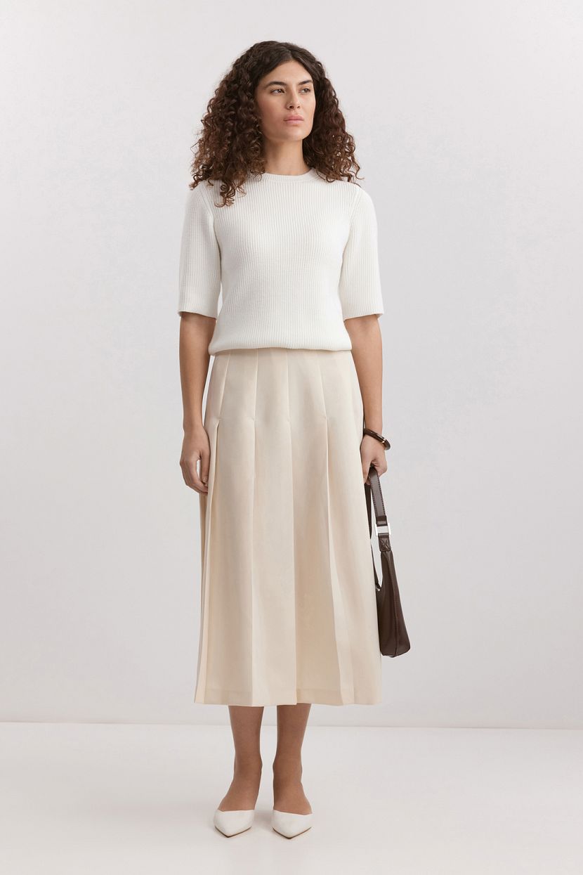 Юбка из смесовой костюмной ткани L белый 4239₽