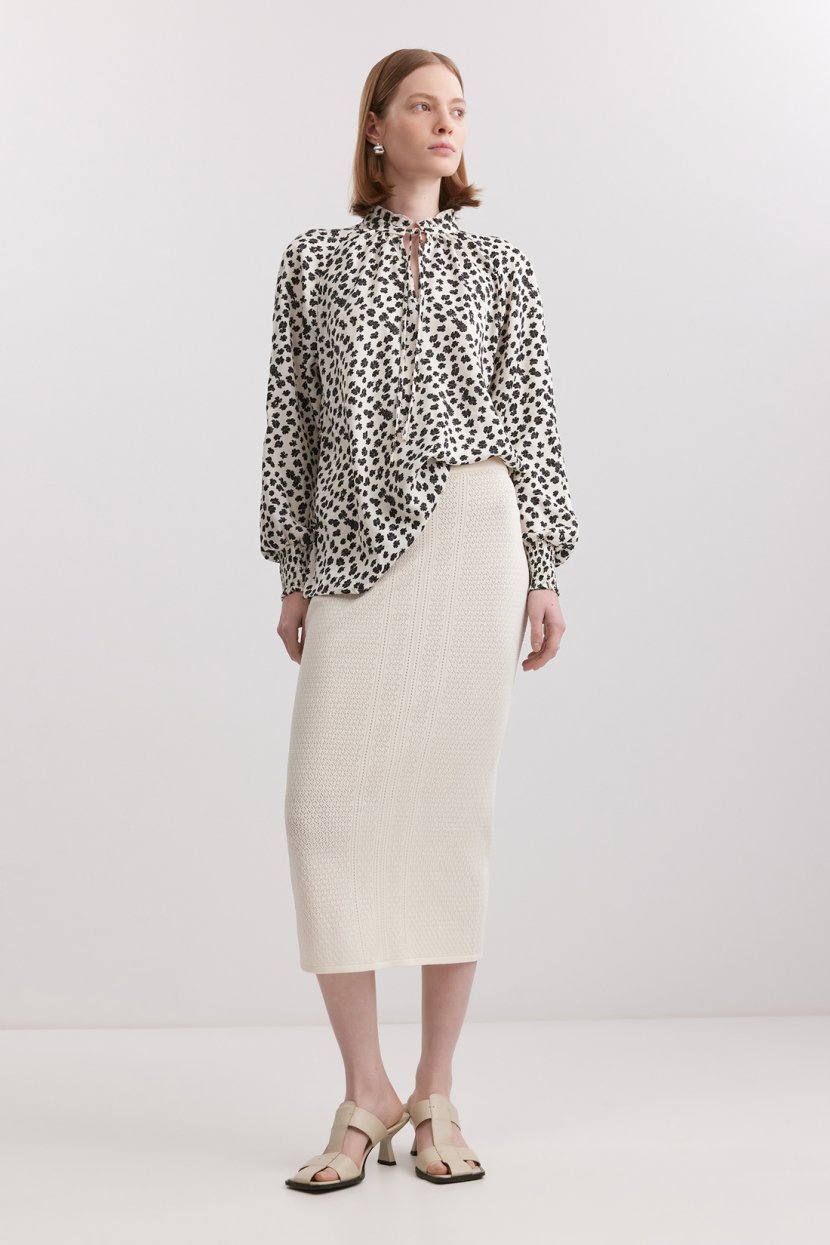 Юбка-миди из смесовой вискозной пряжи L белый 3799₽