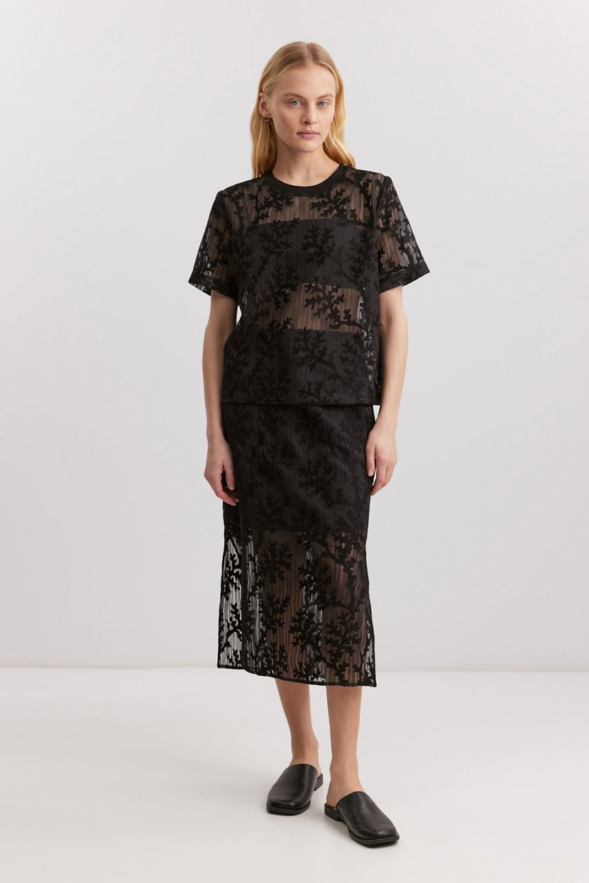 Юбка из смесовой вискозной органзы XS черный 6999₽