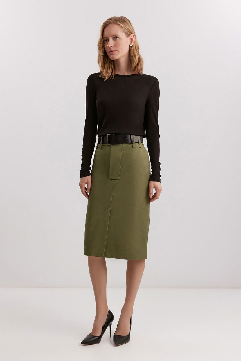 Юбка из хлопка и льна L зеленый 8599₽