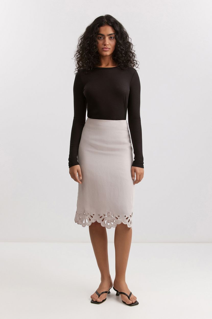 Юбка из вискозы и льна L бежевый 6999₽