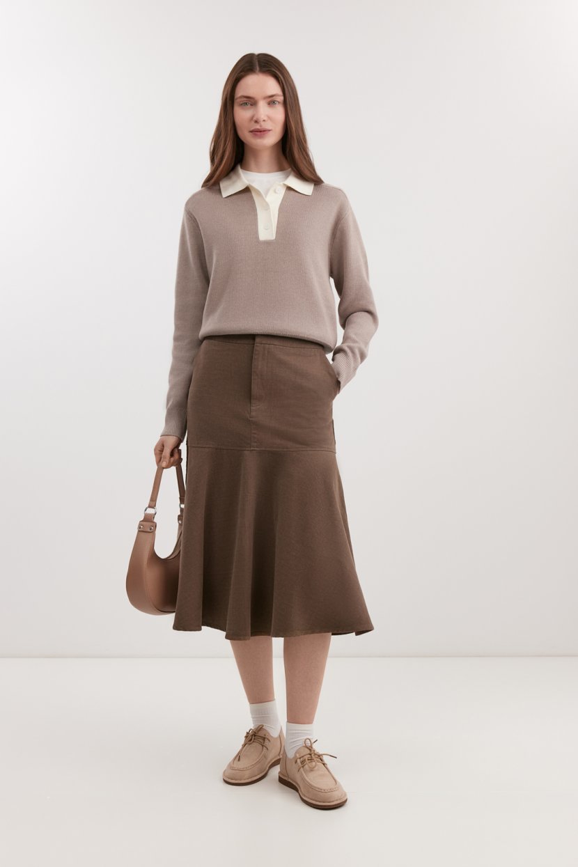 Хлопковая юбка миди А-силуэта 7699₽