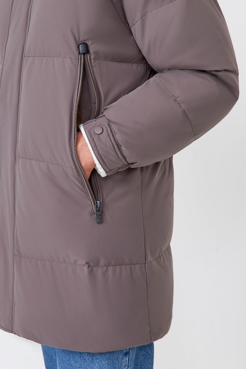 Удлинённое пуховое пальто (арт. baon B5023526), размер M, цвет коричневый Удлинённое пуховое пальто (арт. baon B5023526) - фото 7