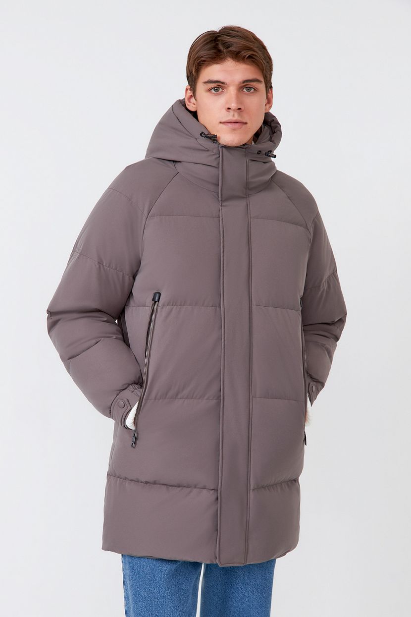 Удлинённое пуховое пальто (арт. baon B5023526), размер M, цвет коричневый Удлинённое пуховое пальто (арт. baon B5023526) - фото 1
