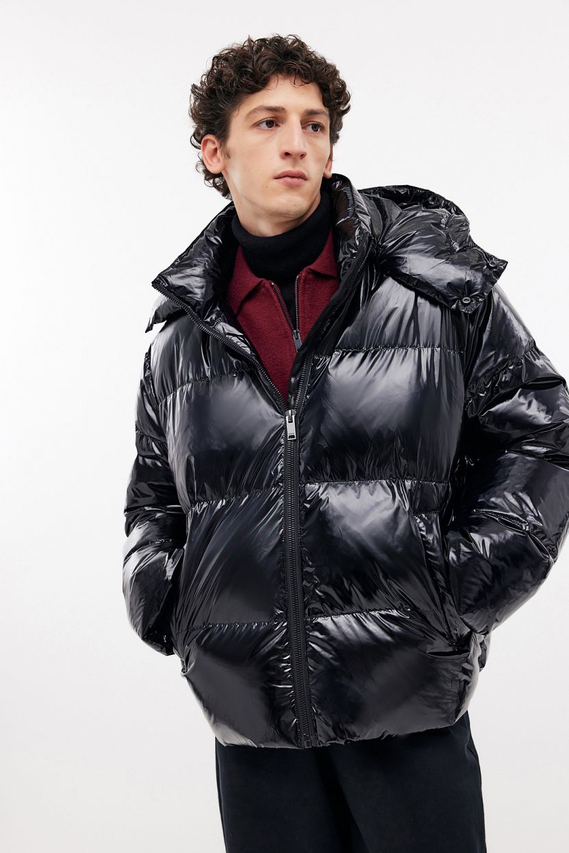 Мужской укороченный пуховик оверсайз со съемным капюшоном 25599₽